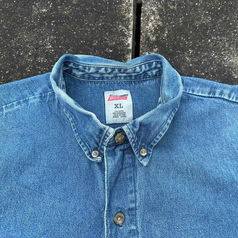 Vintage Blue Denim Button Up Shirt - Picture 2 of 4